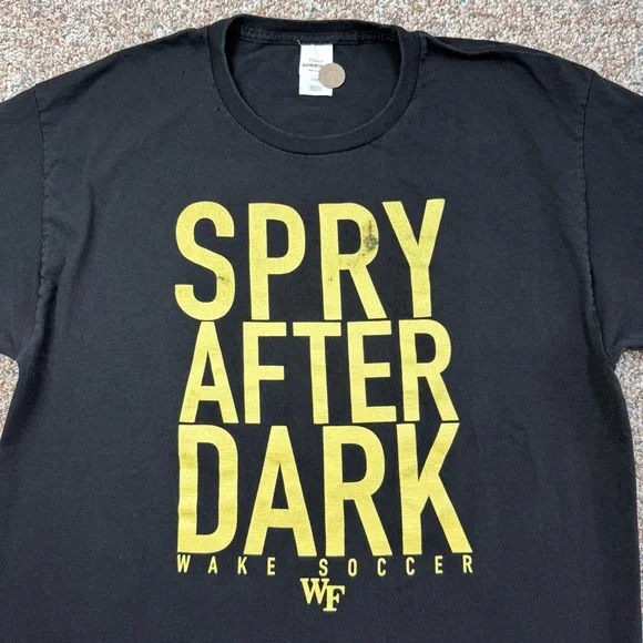 Wake Forest Soccer SPRY AFTER DARK Demon Deacons Men’s Adult Flaws t-shirt sz. L - Picture 2 of 10